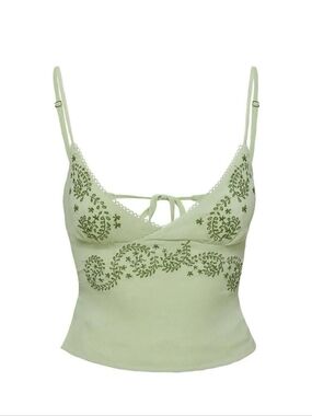 Festival Ready Princess Polly Sage Green Tie-Strap Top Pappilon Tie